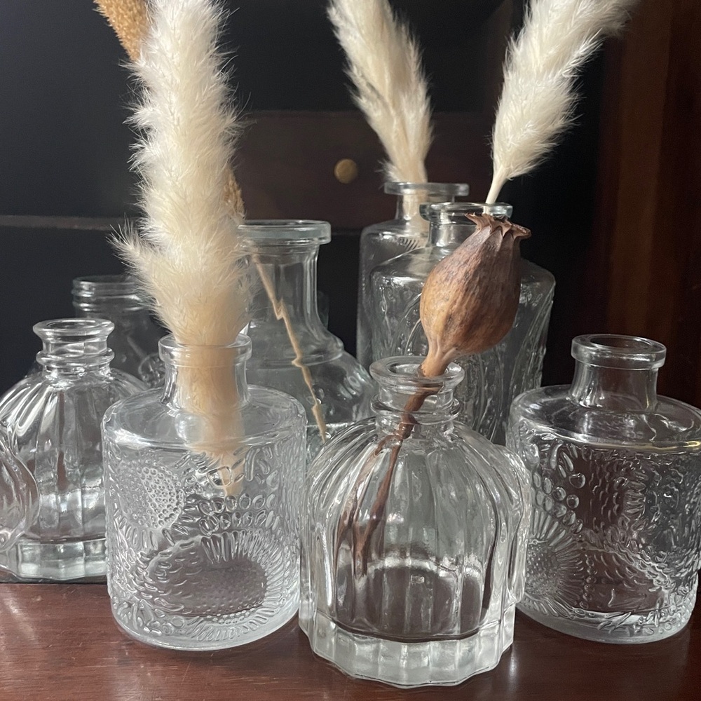 Embossed Glass Bud Vases Set